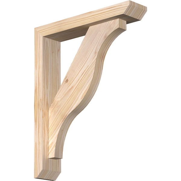 Ekena Millwork Funston Slat Smooth Bracket w/ Offset Brace, Douglas Fir, 3 1/2"W x 16"D x 20"H BKT0402X16X20FST06SDF - main